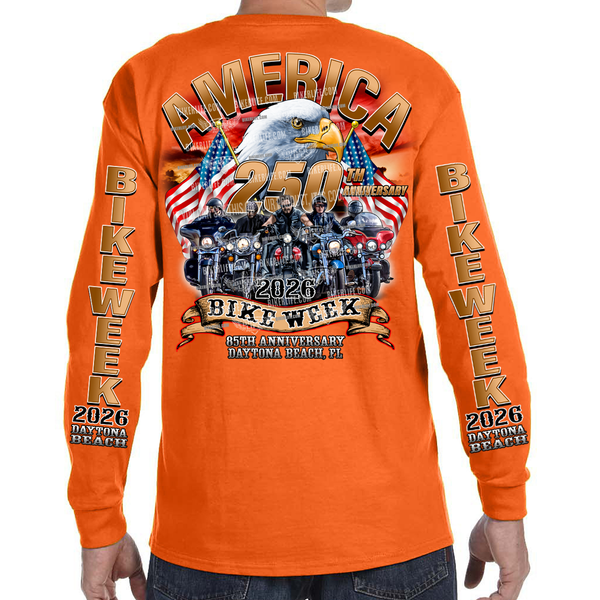 Long Sleeve 2026 Bike Week Daytona Beach America Strong – Print