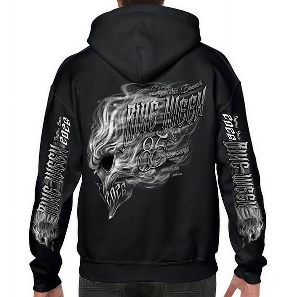 パーカー SUBCULTURE DAYTONA SKULL HOODIE 3 Pullover Hoodie 2026 Bike Week Daytona Beach Smokin' Skull – Print