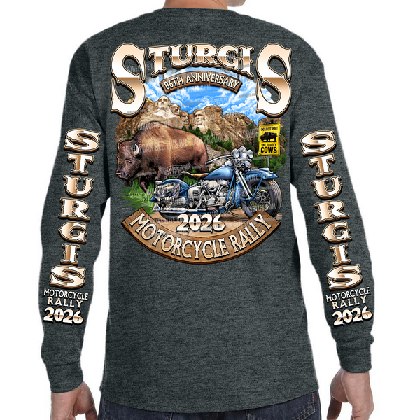 Long Sleeve 2026 Sturgis Motorcycle Rally Rushmore Bison – Print