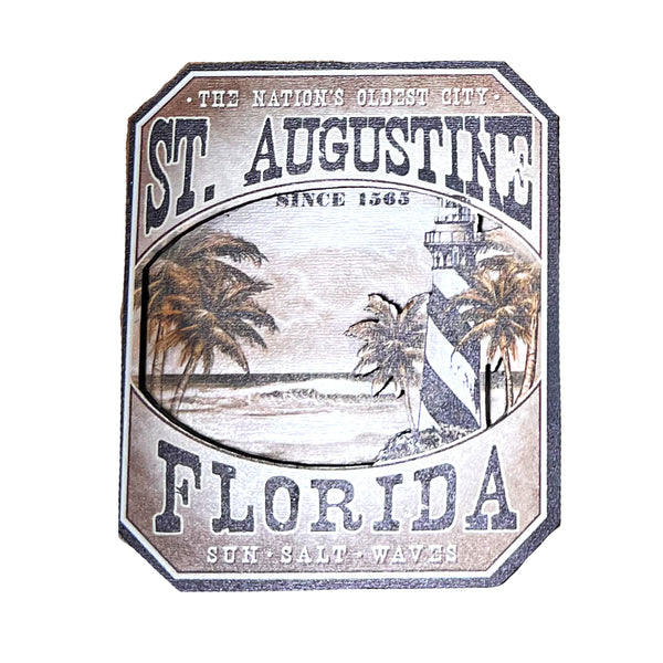 Vintage Lighthouse Poster St. Augustine, FL Wooden 3D Print