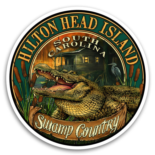 Hilton Head Island, SC Gator 4" Sticker Print Art Wholesale