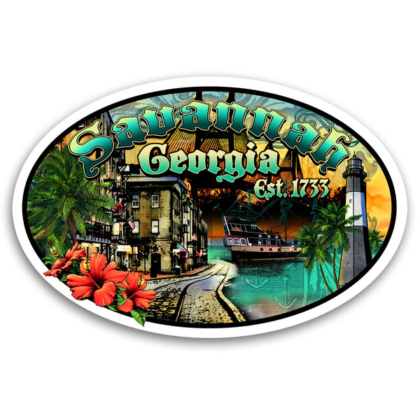 Savannah, GA Collage 5.5" Sticker Print Art Wholesale