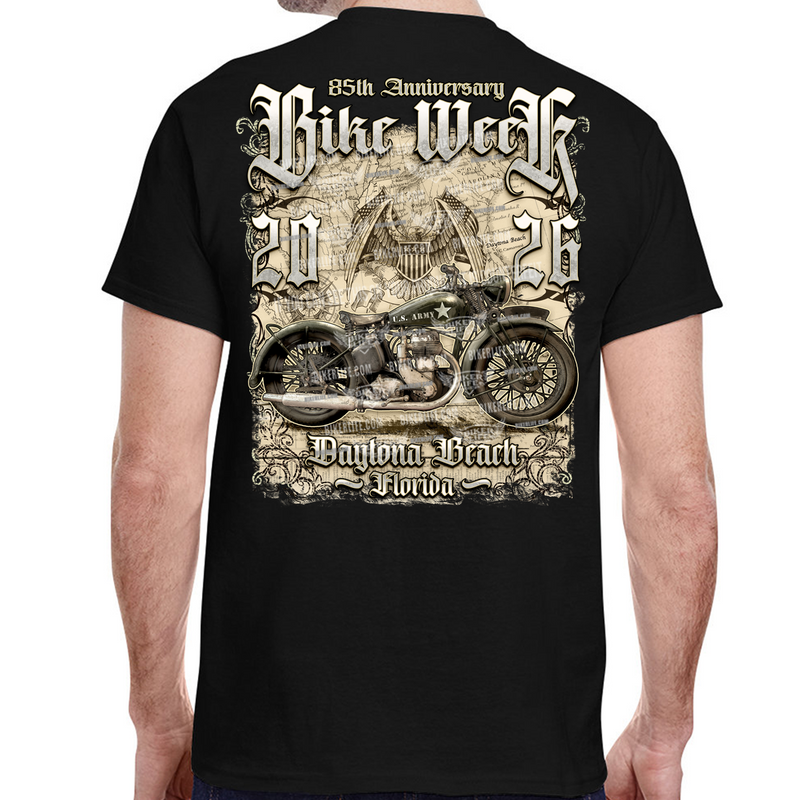 T-Shirt 2026 Bike Week Daytona Beach Vintage Army Bike