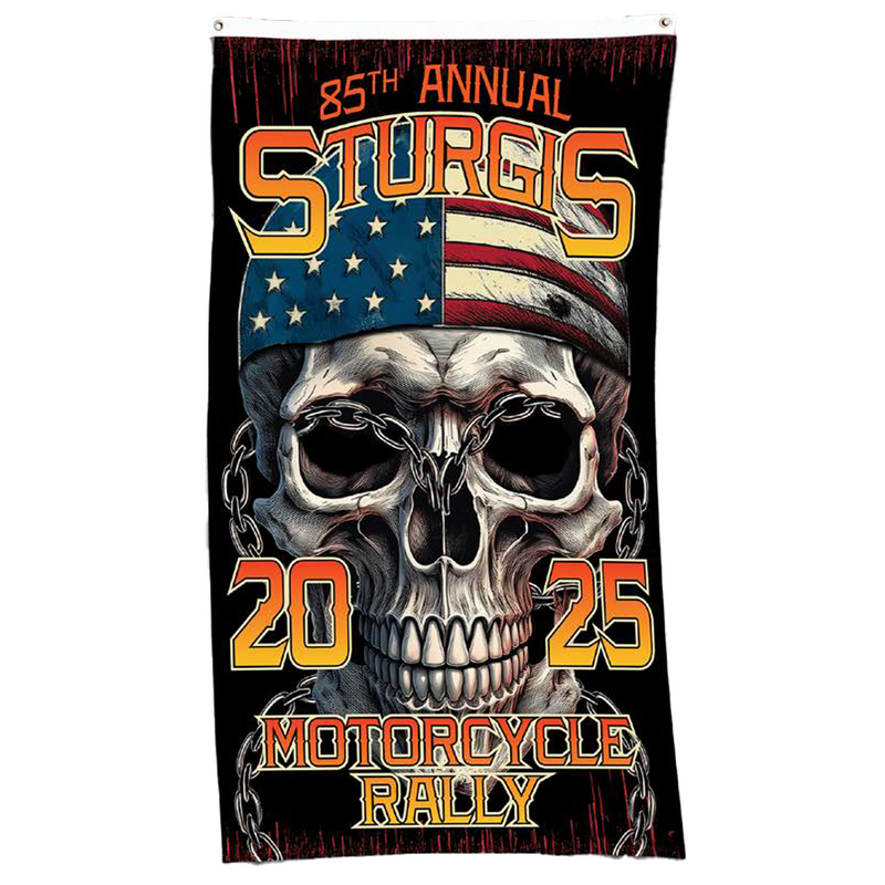 Flag 2025 Sturgis Rally 85th Annual Chained Skull