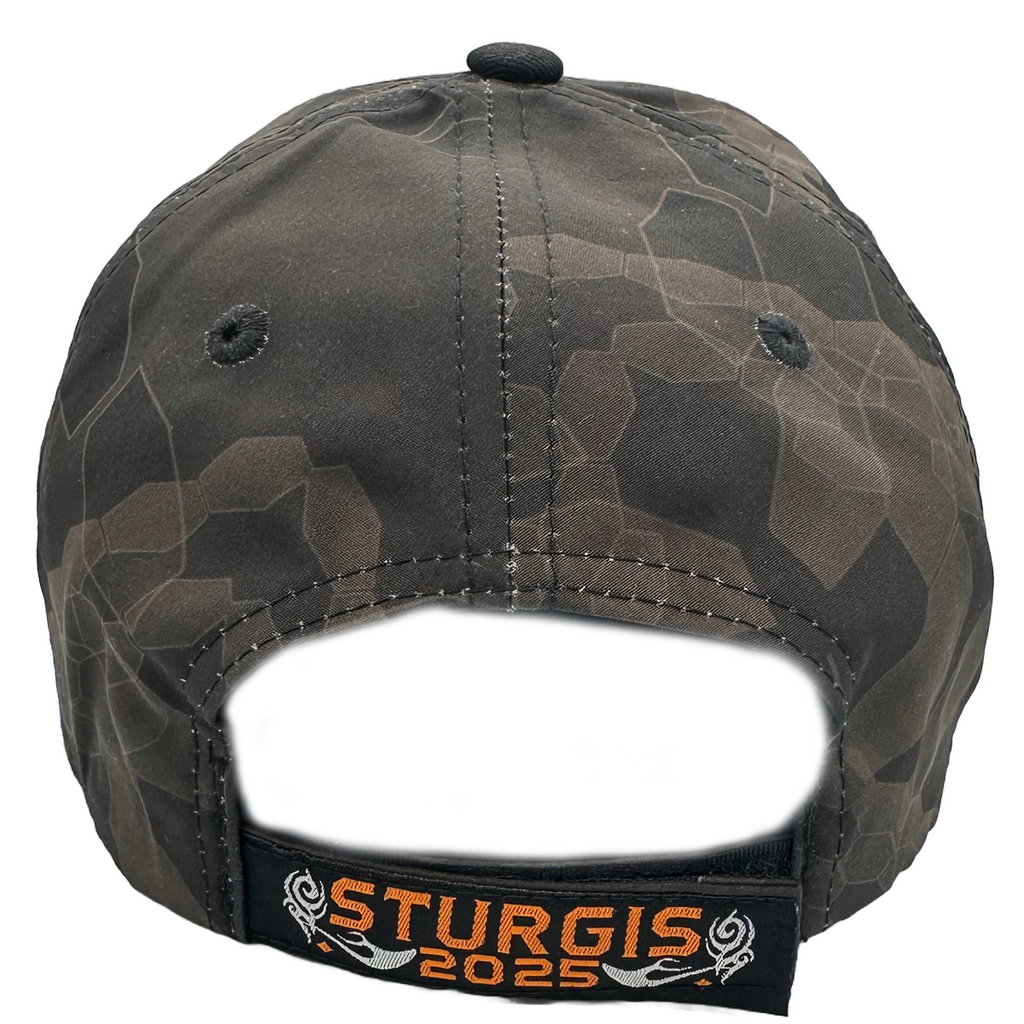 Hat 2025 Sturgis Motorcycle Rally Orange Eagle Camo