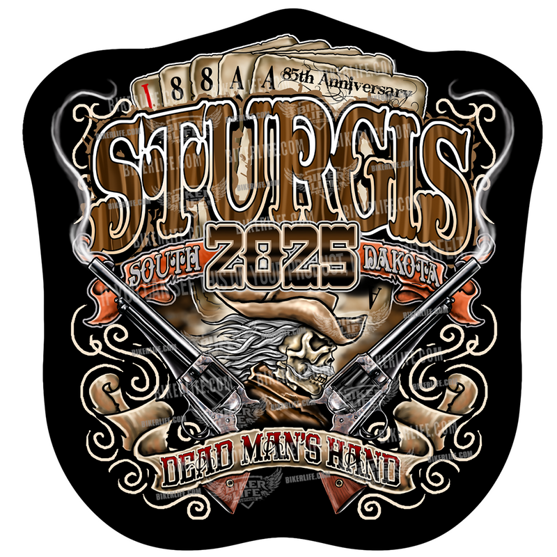 Sticker 2025 Sturgis Motorcycle Rally Dead Man's Hand