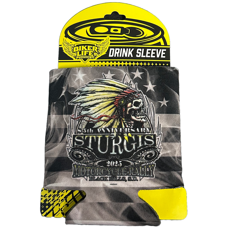 2025 Sturgis Motorcycle Rally Indian Skull Can Koozie