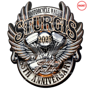 3D Wooden Magnet 2025 Sturgis Motorcycle Rally Engine Emblem