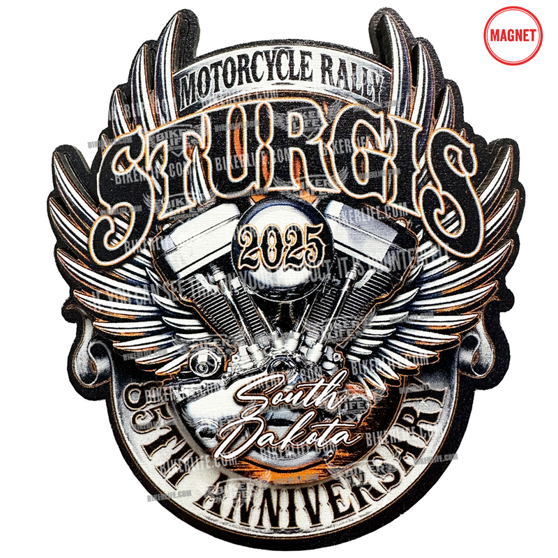 3D Wooden Magnet 2025 Sturgis Motorcycle Rally Engine Emblem