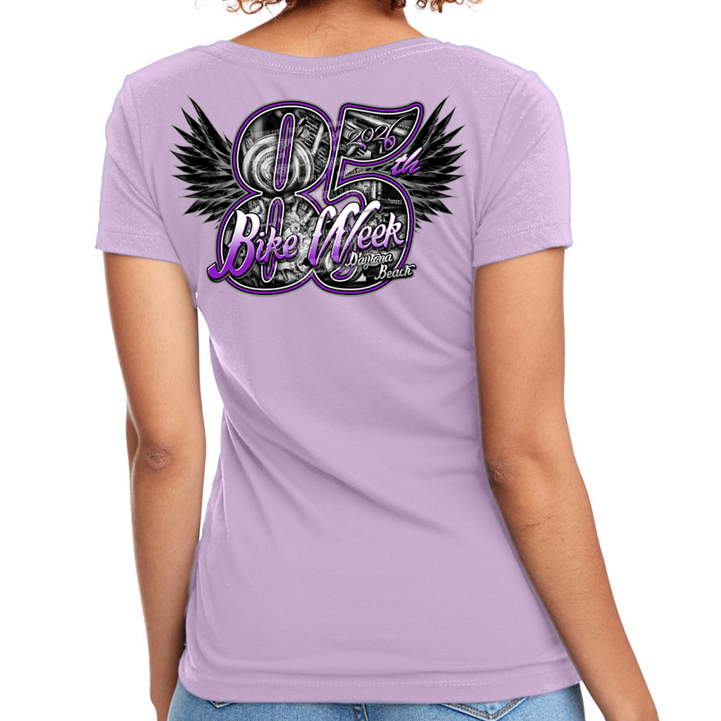 V-Neck Shirt Ladies Jr. Cut 2026 Bike Week Daytona Beach 85th Wings