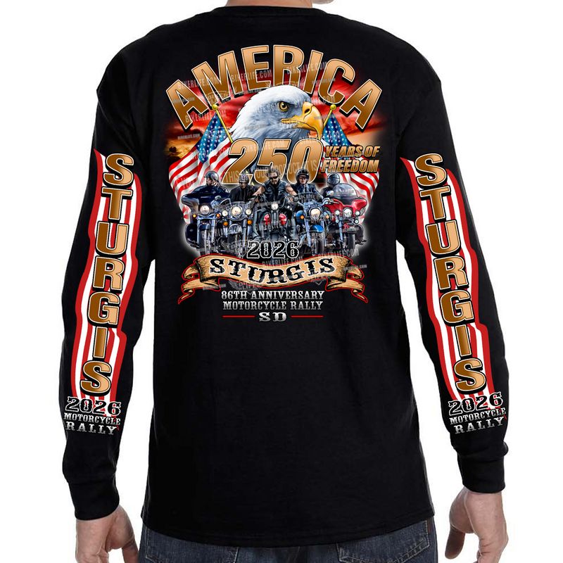 Long Sleeve 2026 Sturgis Motorcycle Rally America Strong