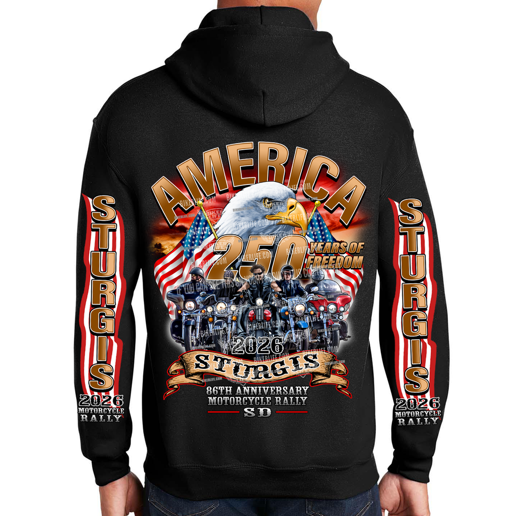Pullover Hoodie 2026 Sturgis Motorcycle Rally America Strong