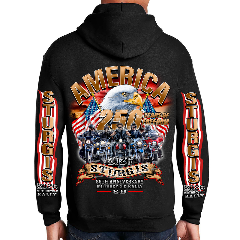 Pullover Hoodie 2026 Sturgis Motorcycle Rally America Strong