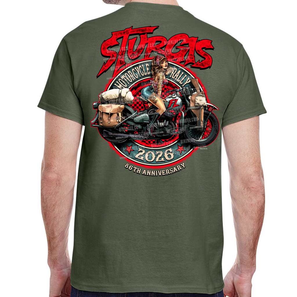 T-Shirt 2026 Sturgis Motorcycle Rally Pin-Up Girl