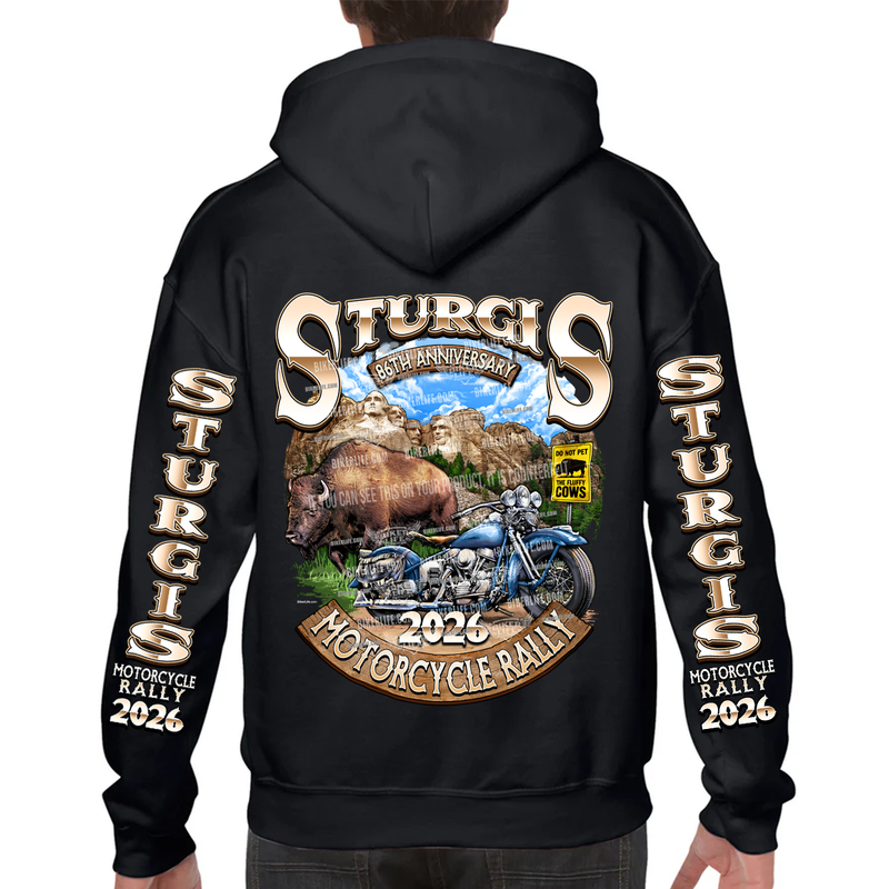Pullover Hoodie 2026 Sturgis Motorcycle Rally Rushmore Bison