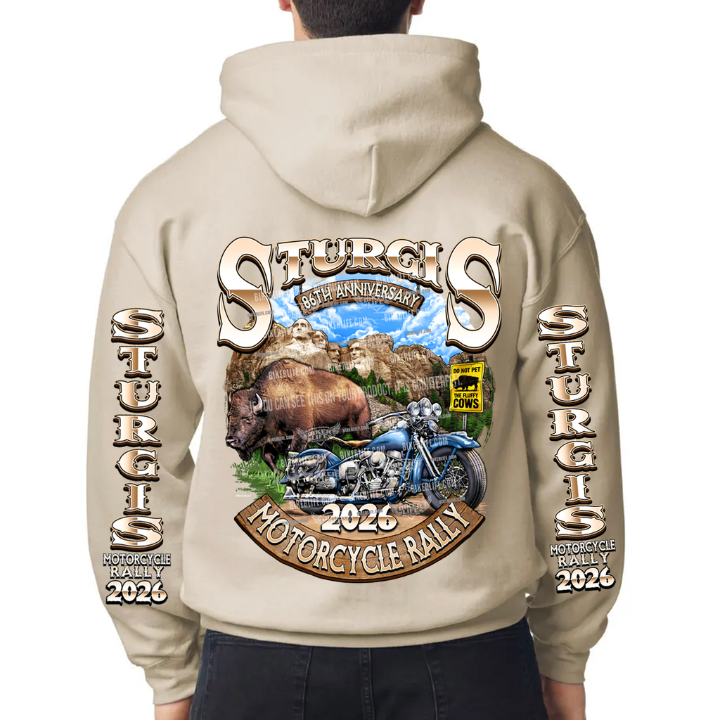 Pullover Hoodie 2026 Sturgis Motorcycle Rally Rushmore Bison