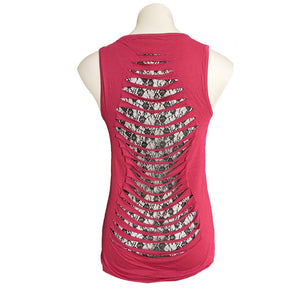 Printable Blank Biker Life Women's Shredded Lace Back Tank Top