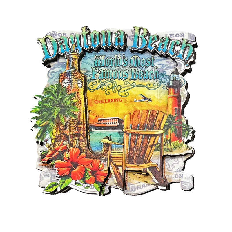 World's Most Famous Collage Daytona Beach, FL Wooden 3D Magnet