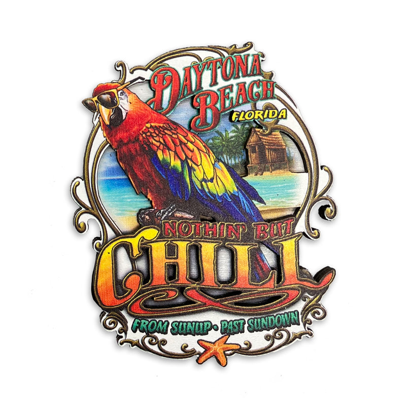 Chill Out Daytona Beach, FL Wooden 3D Magnet