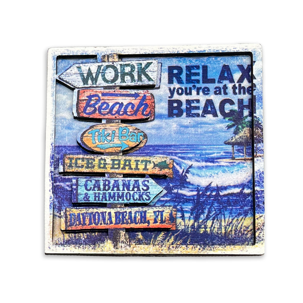 Destination Signs Daytona Beach, FL Wooden 3D Magnet