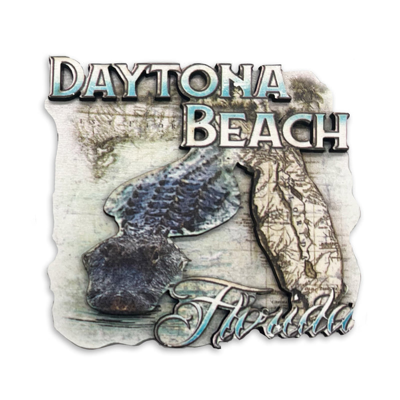 Gator State Daytona Beach, FL Wooden 3D Magnet