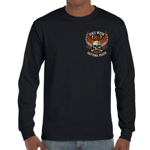2024 Bike Week Daytona Beach Orange Skull Wings Long Sleeve
