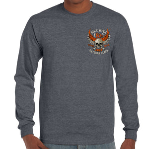 2024 Bike Week Daytona Beach Orange Skull Wings Long Sleeve