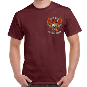 2024 Bike Week Daytona Beach Orange Skull Wings T-Shirt