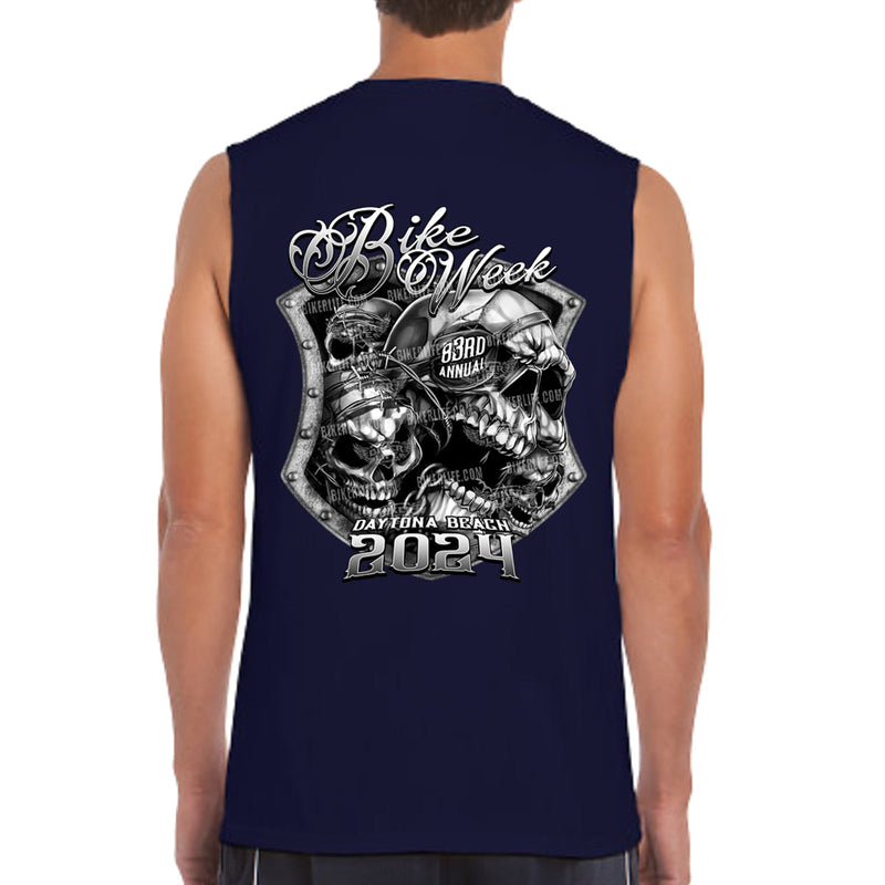 2024 Bike Week Daytona Beach Medieval Skull Shield Muscle Shirt