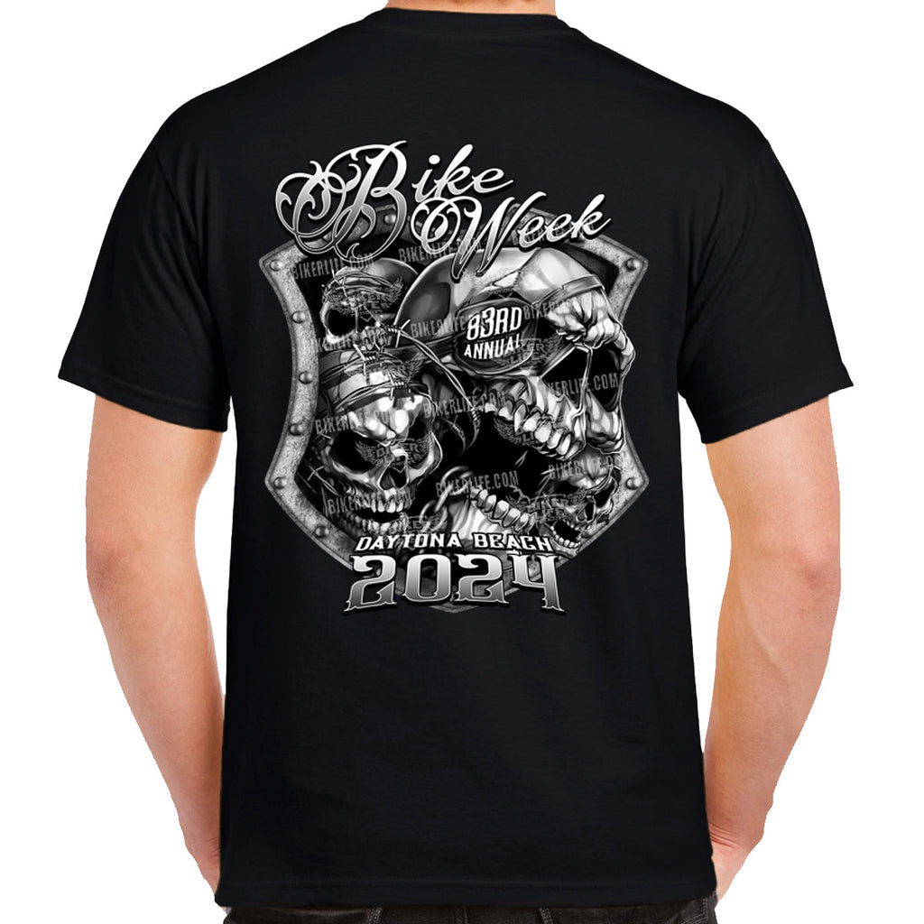 2024 Bike Week Daytona Beach Medieval Skull Shield T-Shirt