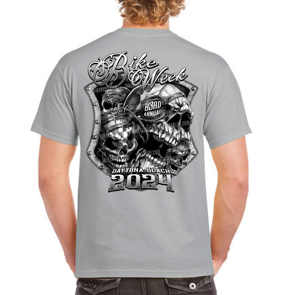 2024 Bike Week Daytona Beach Medieval Skull Shield T-Shirt