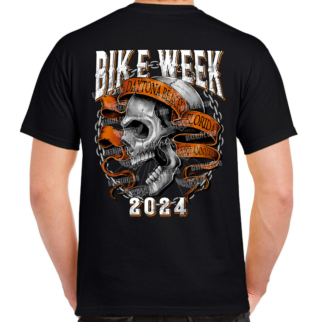 2024 Bike Week Daytona Beach Ribboned Skull T-Shirt