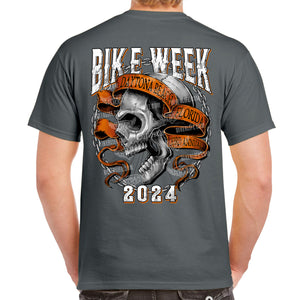 2024 Bike Week Daytona Beach Ribboned Skull T-Shirt