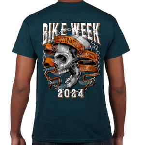 2024 Bike Week Daytona Beach Ribboned Skull T-Shirt