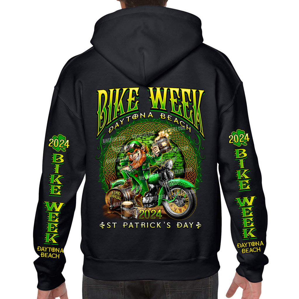 2024 Bike Week Daytona Beach St. Paddy's Celtic Leprechaun Pullover Hoodie