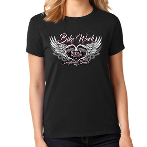 Ladies Missy Cut 2024 Bike Week Daytona Beach Love Wings T-Shirt