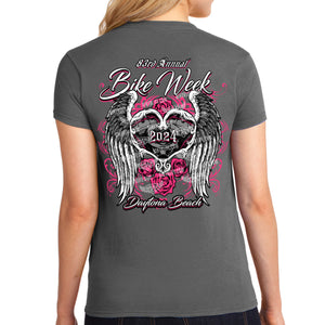 Ladies Missy Cut 2024 Bike Week Daytona Beach Love Wings T-Shirt