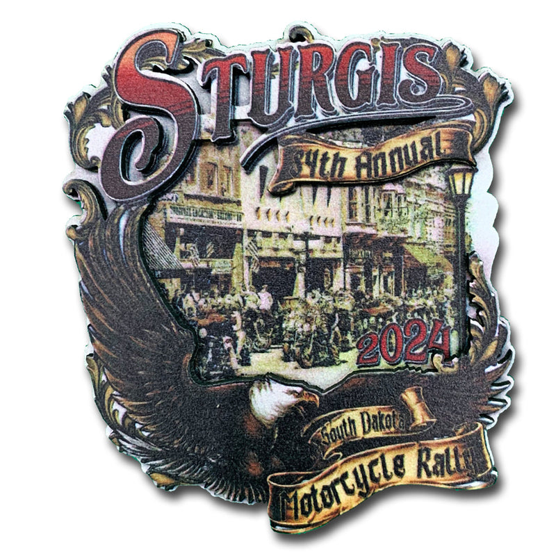 2024 Sturgis Motorcycle Rally Legendary Main Street Wooden 3D Magnet