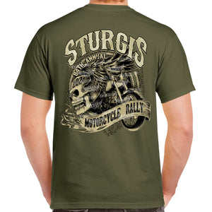 2024 Sturgis Motorcycle Rally Grunge & Chains Skull Wing T-Shirt