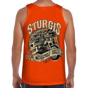 2024 Sturgis Motorcycle Rally Grunge & Chains Skull Wing Tank Top