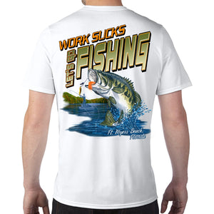 Ft. Myers Beach, FL Work Sucks, Let's Go Fishing Performance Tech T-Shirt
