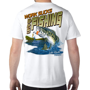 Lake Worth Beach, FL Work Sucks, Let's Go Fishing Performance Tech T-Shirt