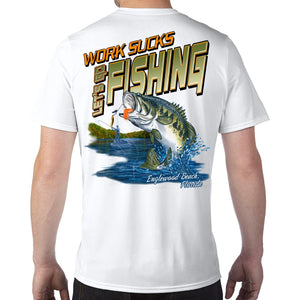 Englewood Beach, FL Work Sucks, Let's Go Fishing Performance Tech T-Shirt