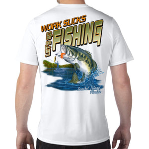 Sanibel Island, FL Work Sucks, Let's Go Fishing Performance Tech T-Shirt