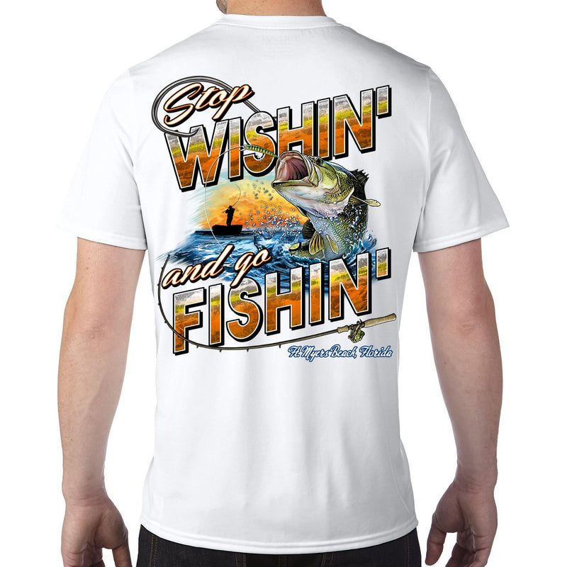 Ft. Myers Beach, FL Stop Wishin', Go Fishin' Performance Tech T-Shirt