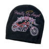 Hardly An Angel Motorcycle Knit Rhinestone Beanie