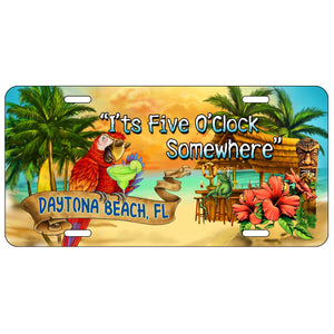Daytona Beach, FL Five O'Clock Somewhere License Plate