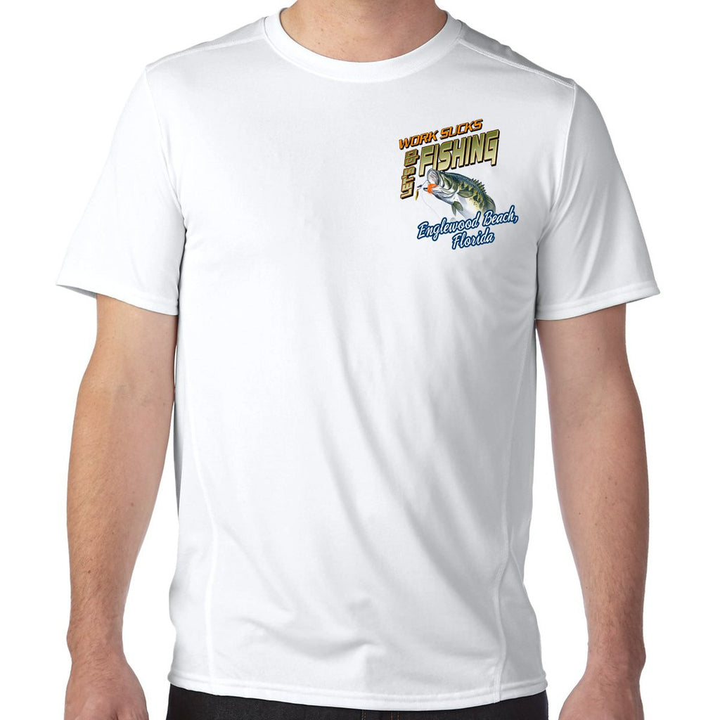 Englewood Beach, FL Work Sucks, Let's Go Fishing Performance Tech T-Shirt