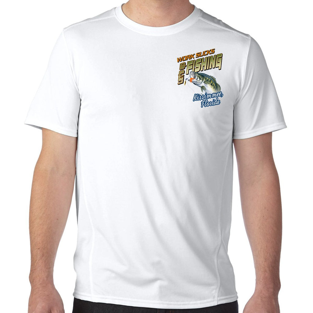 Kissimmee, FL Work Sucks, Let's Go Fishing Performance Tech T-Shirt