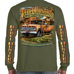 Rebel Hunters Truck and Gator Long Sleeve T-Shirt